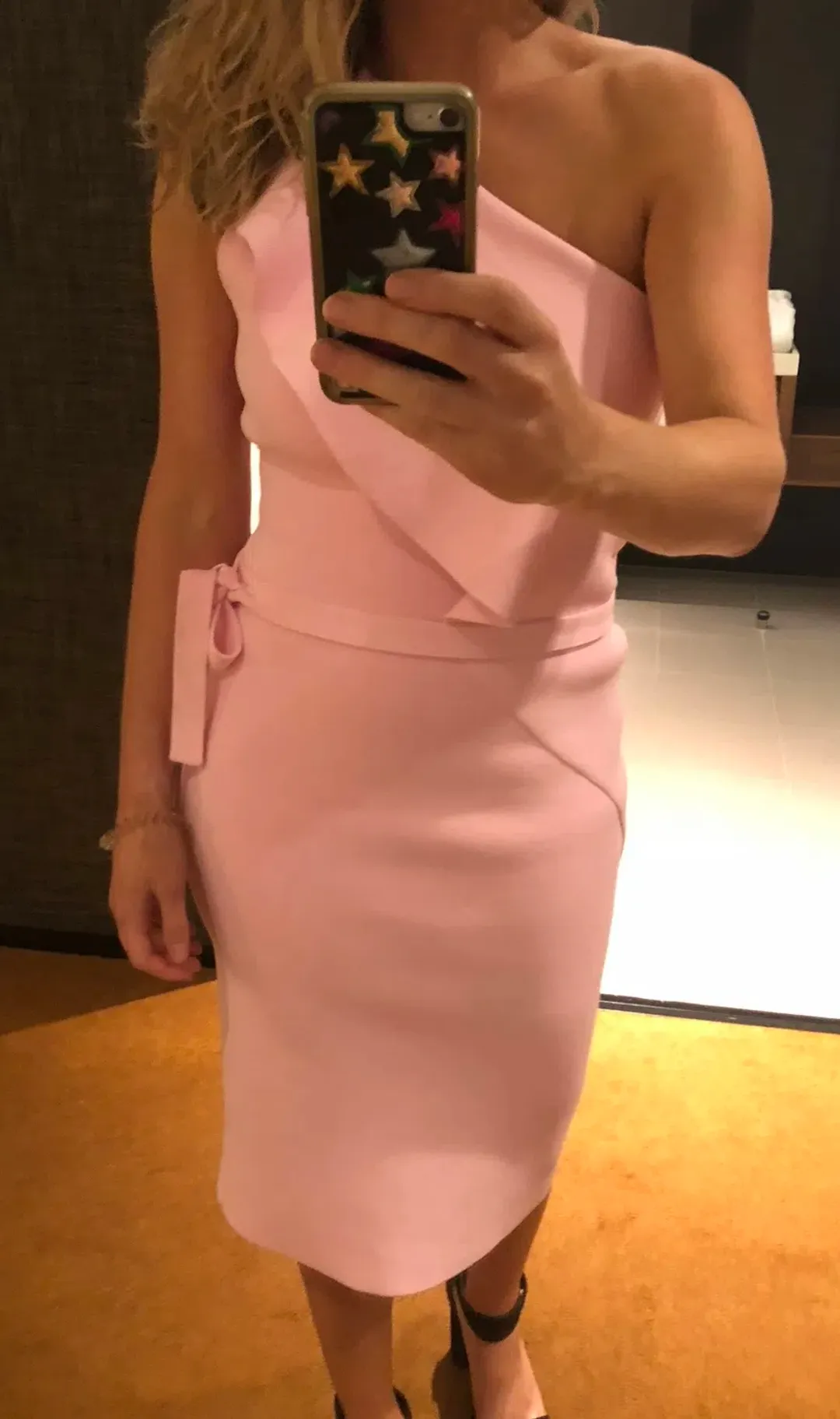 Scanlan Theodore Crepe Knit Ruffle Dress Pink Size 10 for rent on The Volte - main image