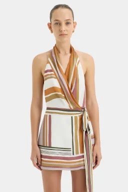 Sir the Label Caprera Wrap Halter Mini Dress Milazzo Stripe Size 10 for rent on The Volte - image 3