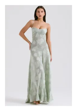 House of CB Seren Lace Back Maxi Dress in Pistachio Pale Green in Size S / AU 8 for rent on The Volte - image 1