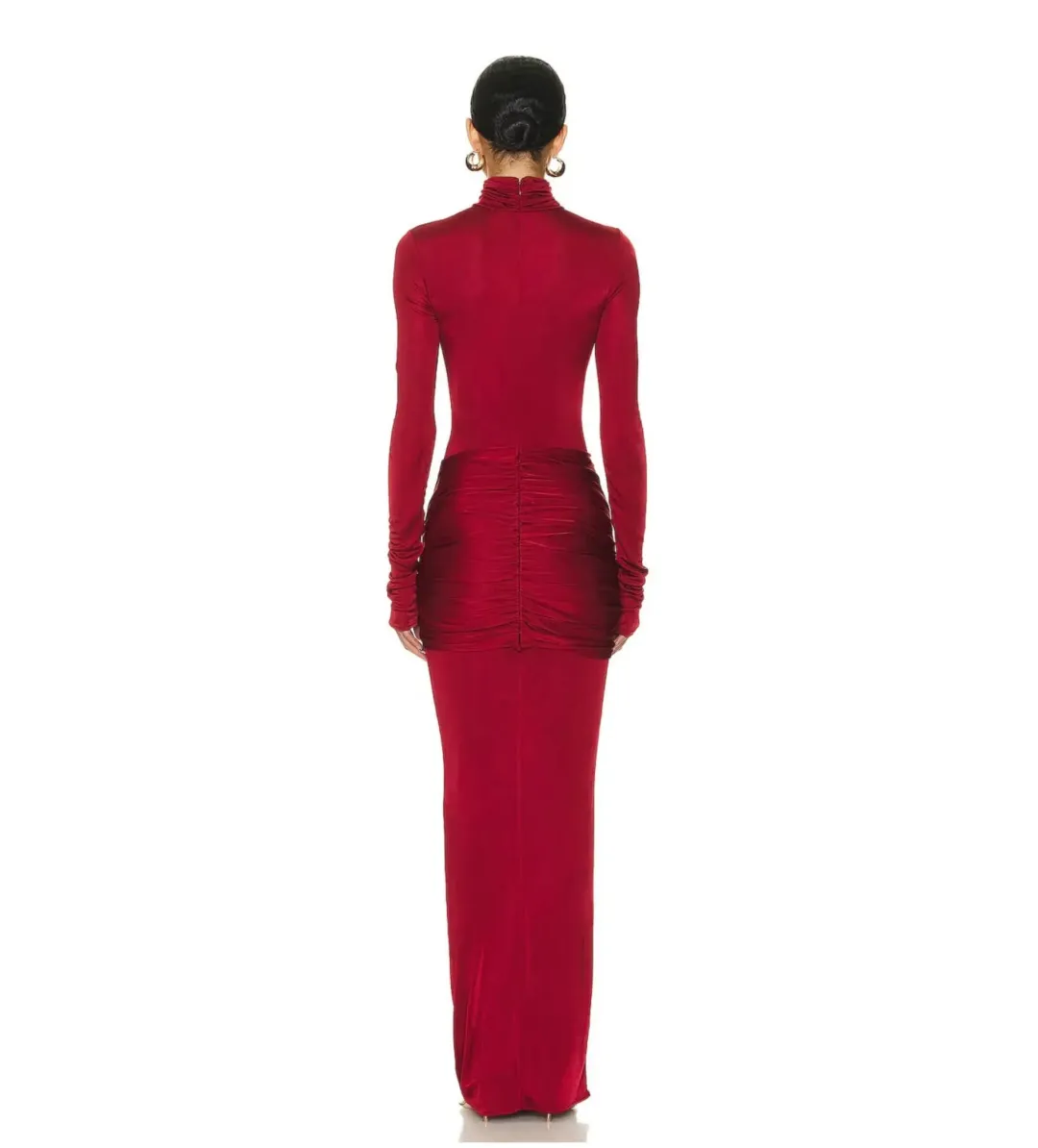 Helsa Slinky Jersey Sarong Maxi Dress in Samba Red Size 8 for rent on The Volte - main image