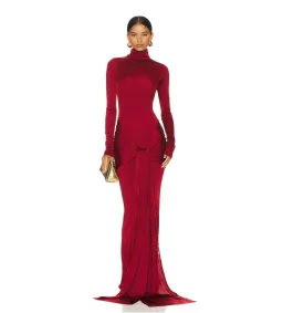 Helsa Slinky Jersey Sarong Maxi Dress in Samba Red Size 8 for rent on The Volte - image 1
