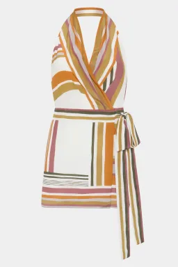 Sir the Label Caprera Wrap Halter Mini Dress Milazzo Stripe Print Size 1 / AU 6-8 for rent on The Volte - image 9