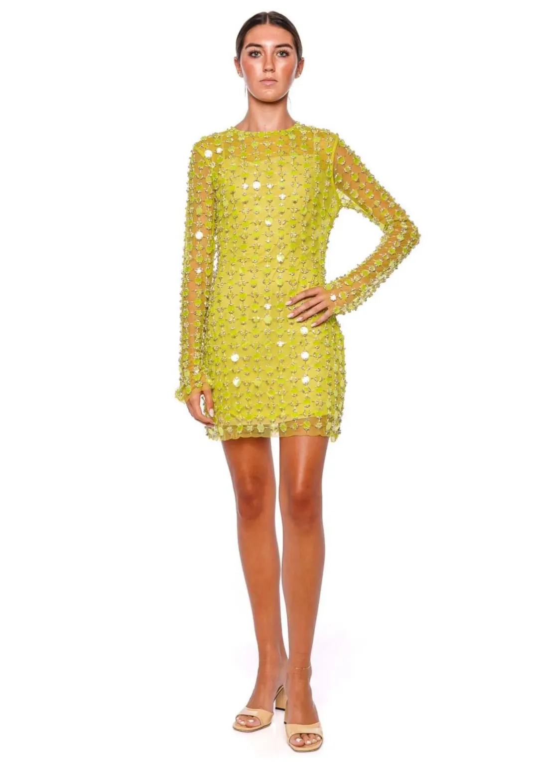 Rachel Gilbert Lucinda Mini Dress Lime Size 8 for rent on The Volte - main image