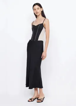 Bec & Bridge Dex Corset Spaghetti Strap Patchwork Dress Black Size 6 for rent on The Volte - image 2