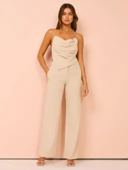 Bec & Bridge Desiree Halter Top and Straight Leg Pants Set in Sand Size 8 for rent on The Volte - image 2