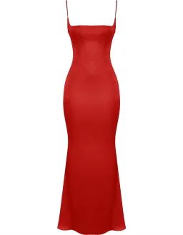 House of CB Olivette Red Rose Satin Corset Maxi Dress Red Size 12 for rent on The Volte - image 3