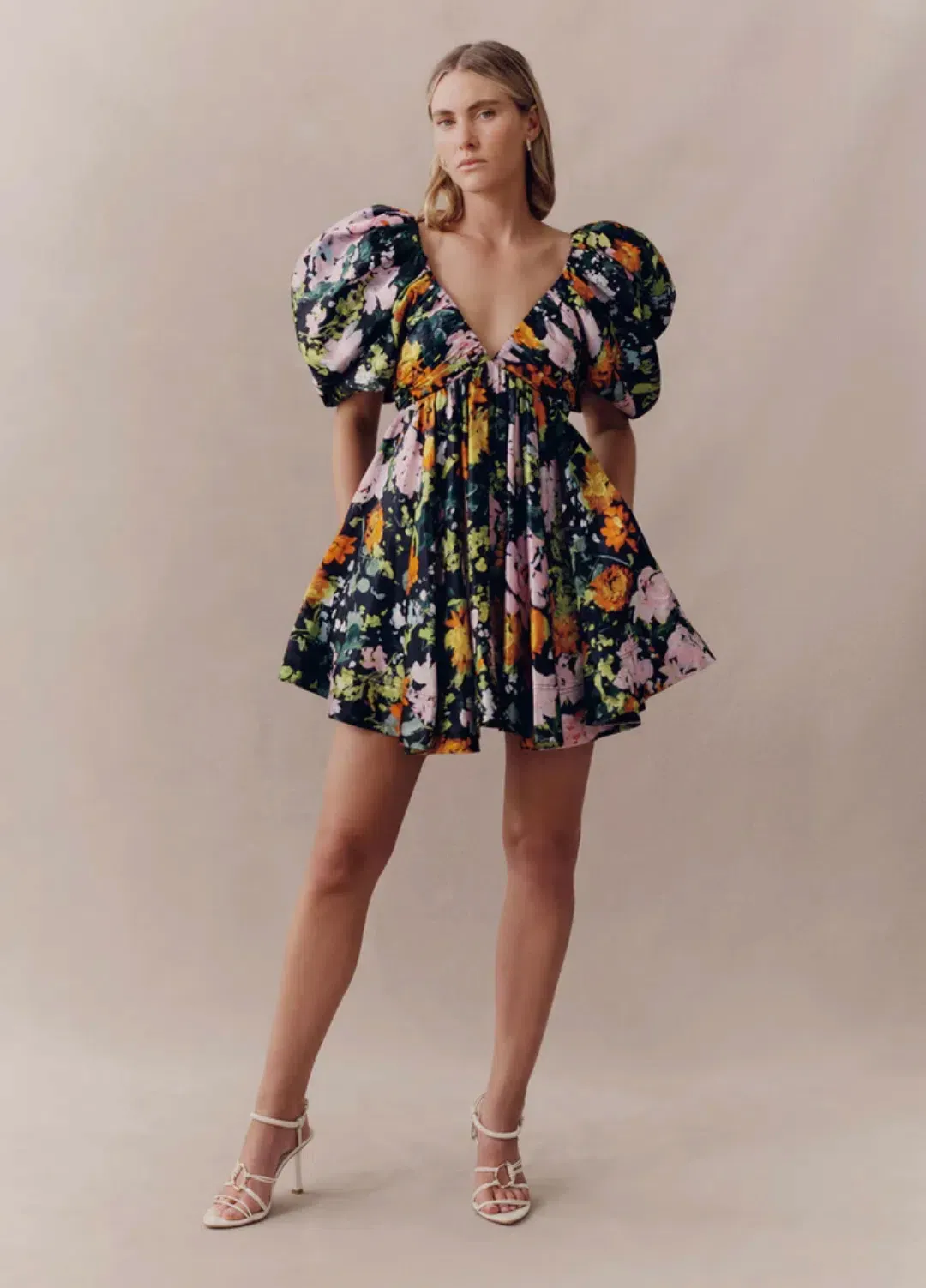 Aje Gabrielle Plunge Mini Dress Midnight Floral Size 8 for rent on The Volte - main image