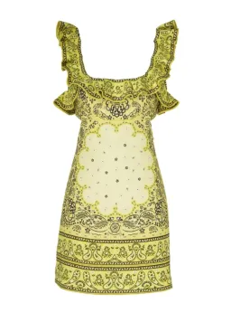 Zimmermann Frilled Mini Dress in Yellow Bandana Size 2 / AU 12 for rent on The Volte - image 3