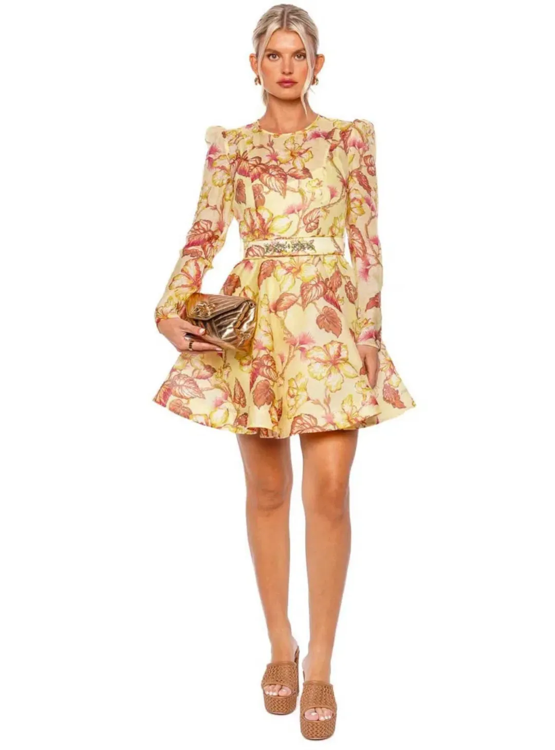 Zimmermann Matchmaker Mini Dress in Yellow Hibiscus Size 2 / AU 12 for rent on The Volte - main image