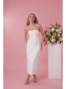 Odd Muse The Ultimate Muse Embellished Midi Dress White Size AU 8 for rent on The Volte - image 1