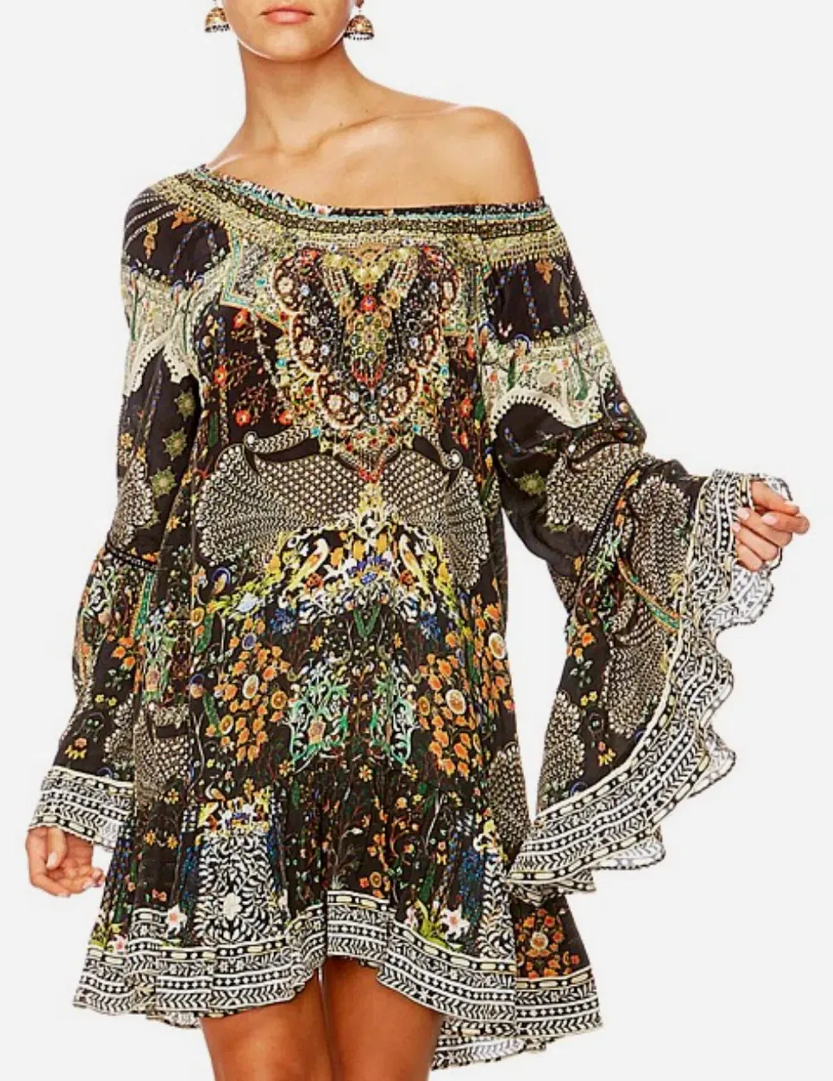 Camilla Scoop-Neck A-Line Printed Frill Mini Dress Multi Size 14/XL - Image 4