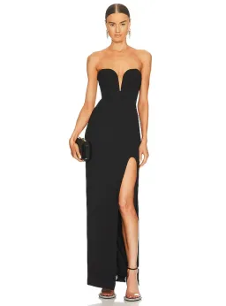 Nicholas Tena Deep V Sweetheart Gown Black Size XS / AU 6 for rent on The Volte - image 1