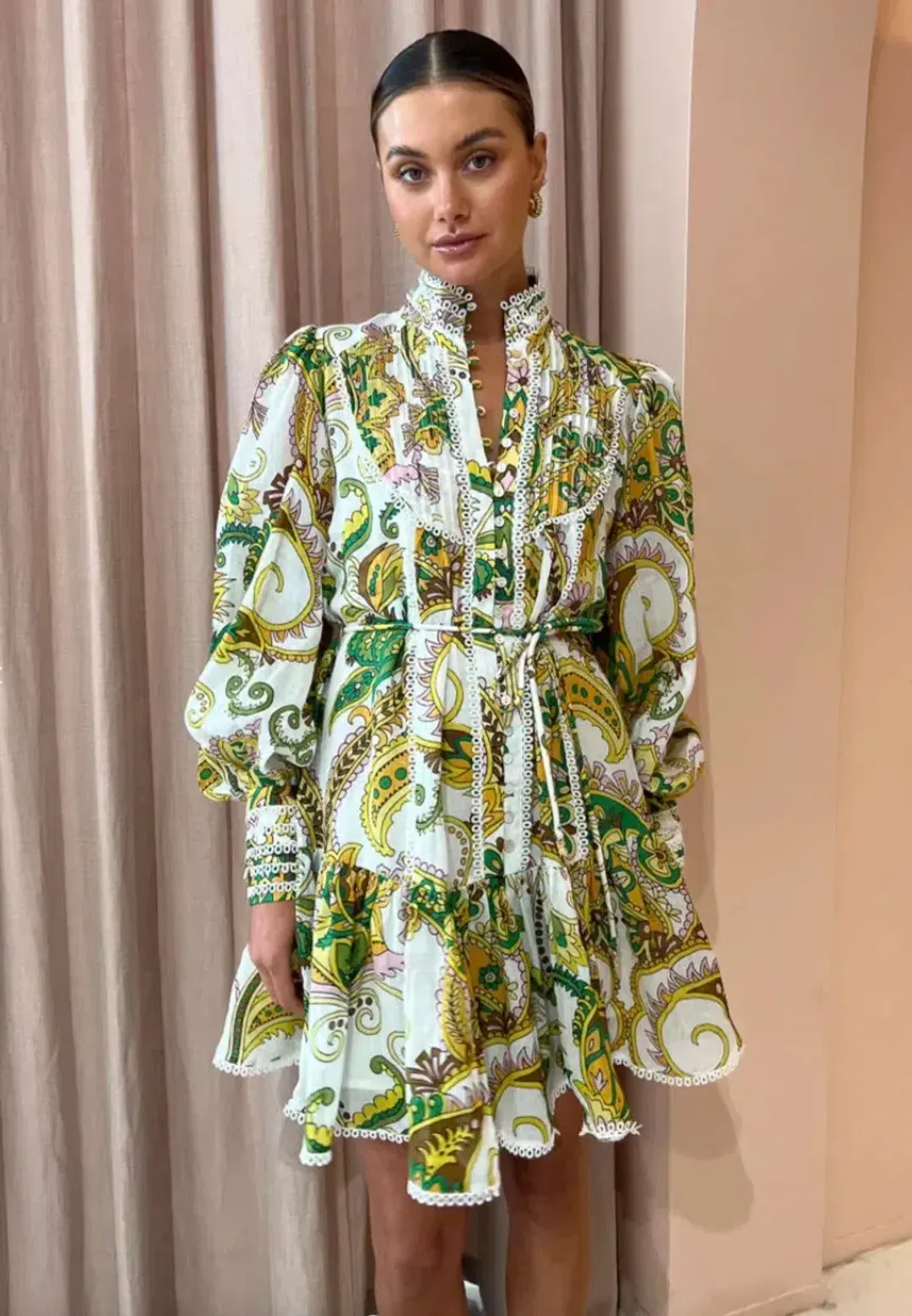 Alemais Octavia Ruffle Mini Dress Multi Size 10 for rent on The Volte - main image