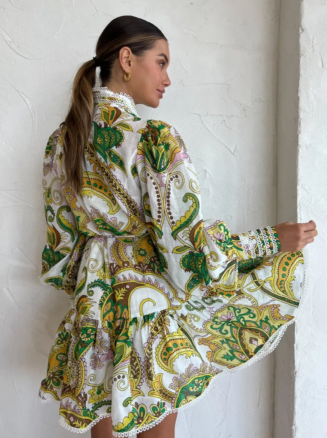 Alemais Octavia Ruffle Mini Dress Multi Size 10 for rent on The Volte - main image