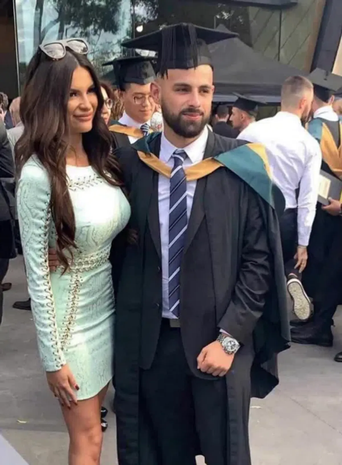 House of CB Peyton Mini Stretch Jacquard Long Sleeve Mini Dress Mint Size 6 - Image 2