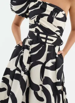 Rebecca Vallance Pompidou One Shoulder Midi Dress Print Size 10 for rent on The Volte - image 4
