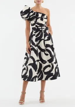 Rebecca Vallance Pompidou One Shoulder Midi Dress Print Size 10 for rent on The Volte - image 1