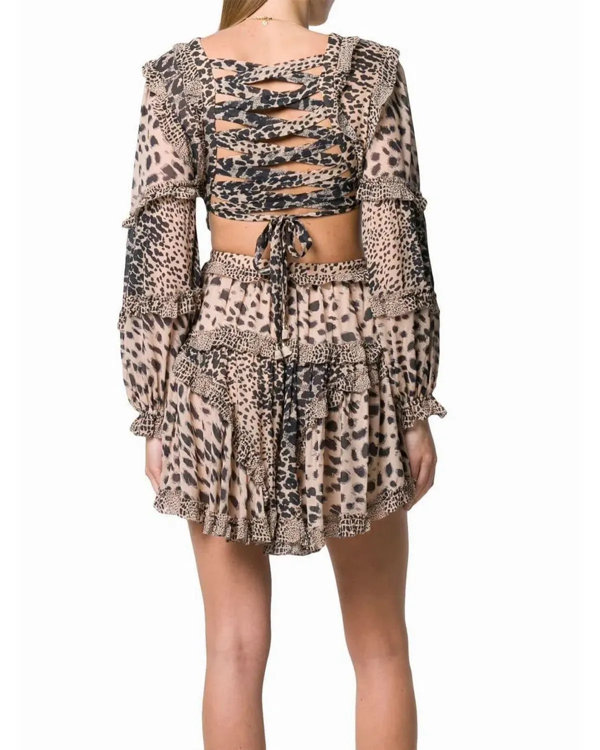 Zimmermann Allia Cut Out Mini Dress Spliced Animal Print Size 8 - Image 2