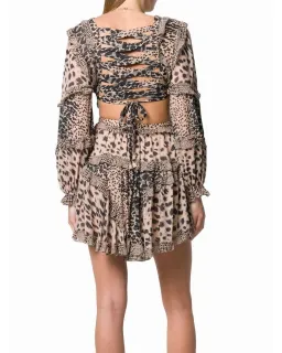 Zimmermann Allia Cut Out Mini Dress Spliced Animal Print Size 8 for rent on The Volte - image 2