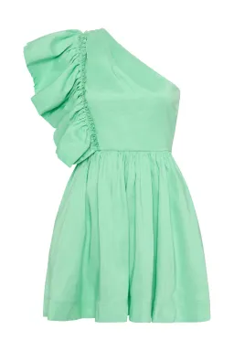 Aje Bonjour Asymmetric Mini Dress Marine Green Size 6 for rent on The Volte - image 3