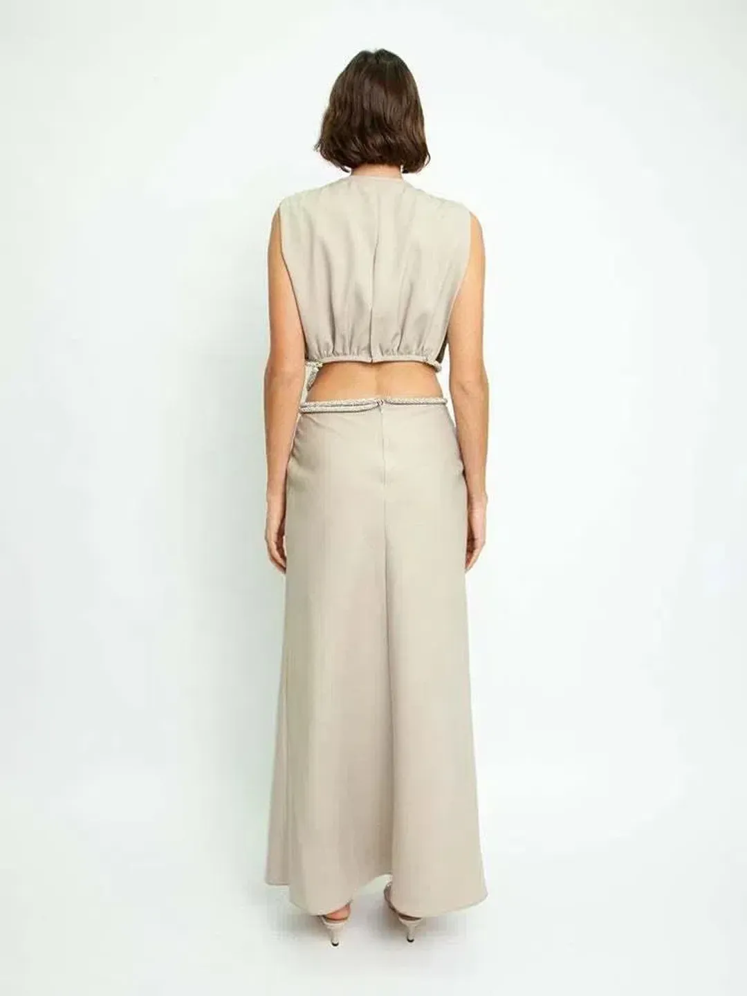 Christopher Esber Crystal Interweave Dress Sand Size 6 for rent on The Volte - main image