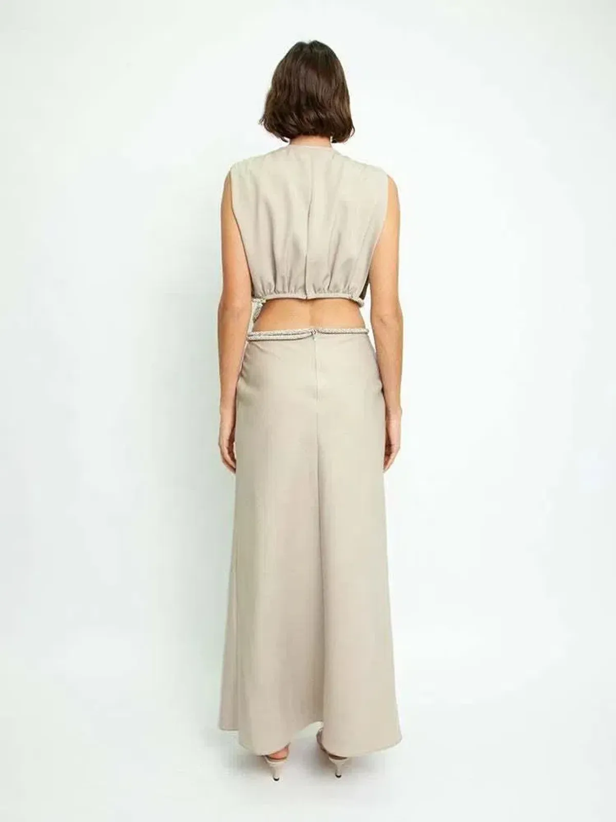 Christopher Esber Crystal Interweave Dress Sand Size 6 - Image 2