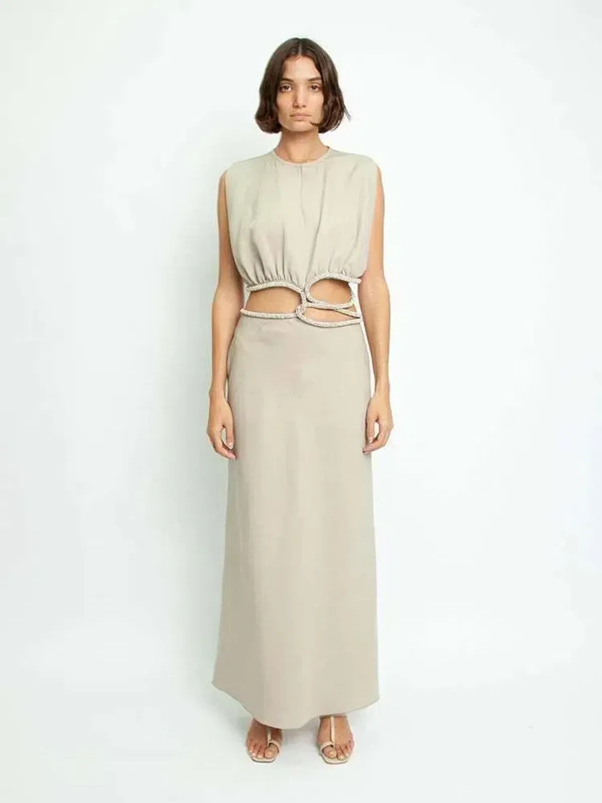 Christopher Esber Crystal Interweave Dress Sand Size 6 - Image 1