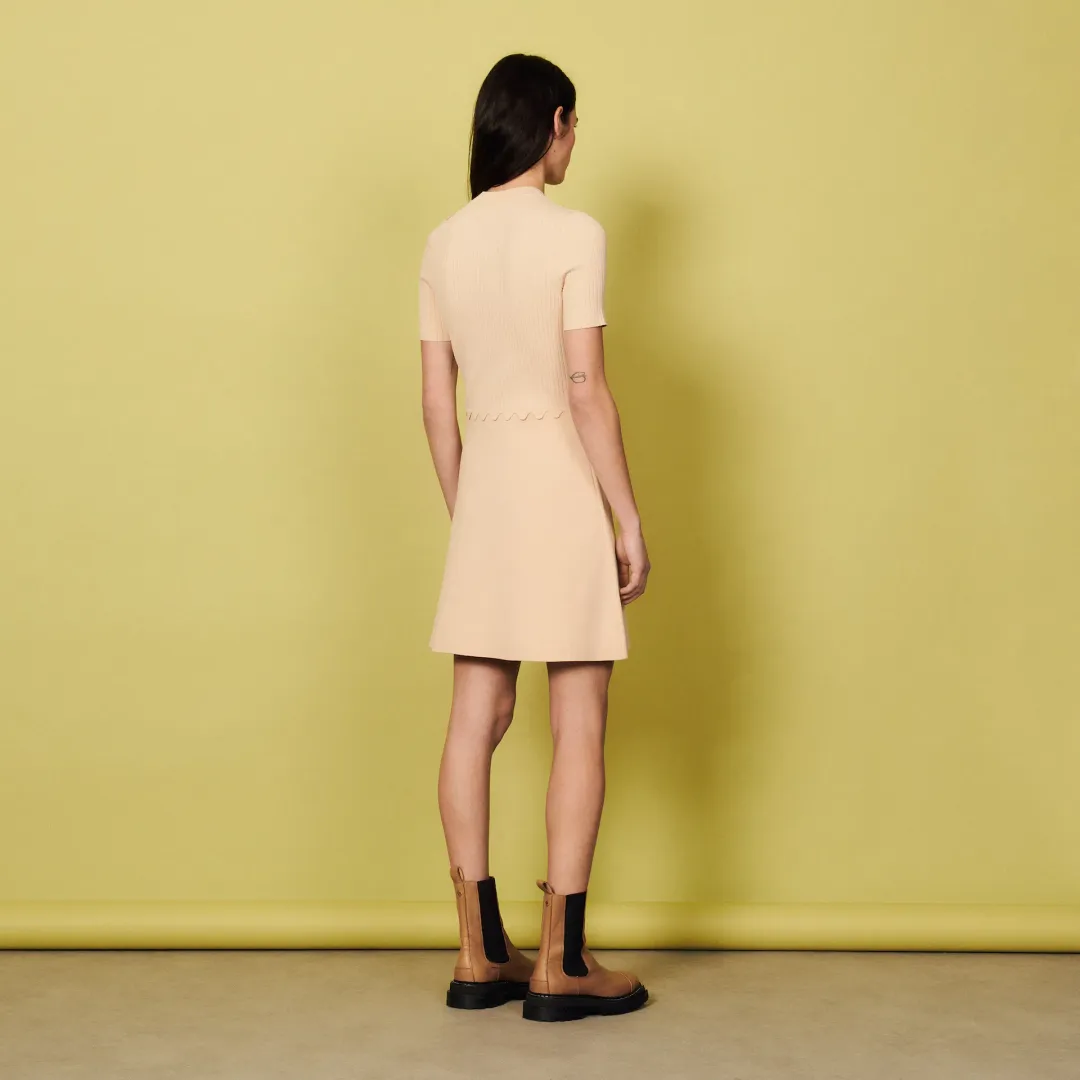 Sandro Short Knitted Dress Beige Size 6 for rent on The Volte - main image