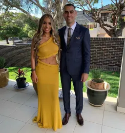 Bronx and Banco Dalia One Shoulder Knit Dress Mustard Size 6 for rent on The Volte - image 3