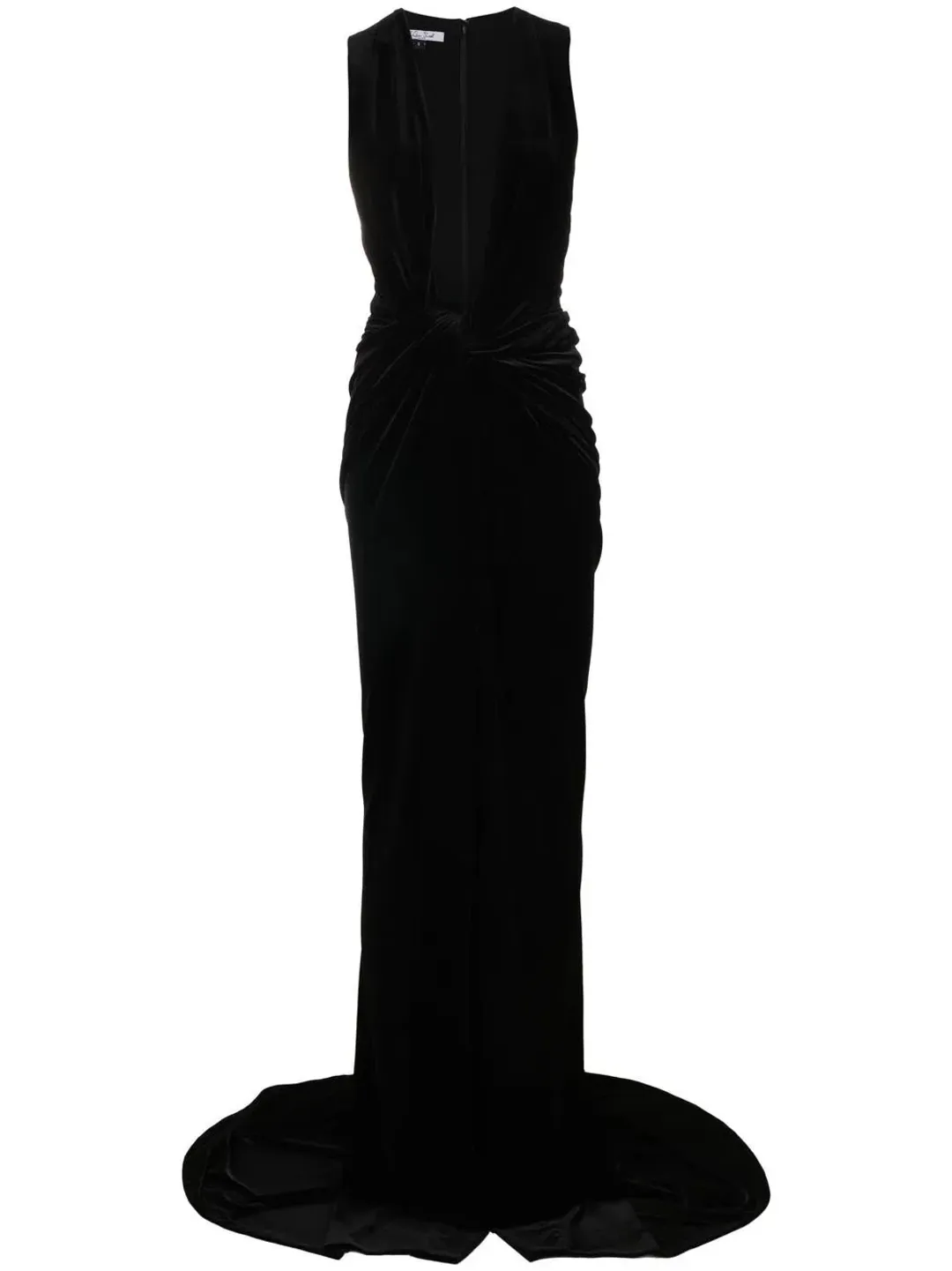 LaQuann Smith Deep V-neck Ruched Gown Black Size L / AU 12 for rent on The Volte - main image
