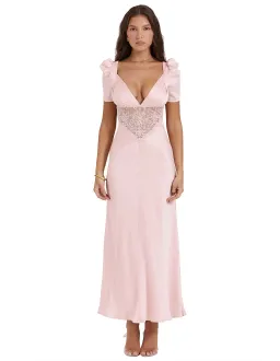 House of CB Rafaela Pure Silk & Lace Dress Soft Peach Size 12 for rent on The Volte - image 1