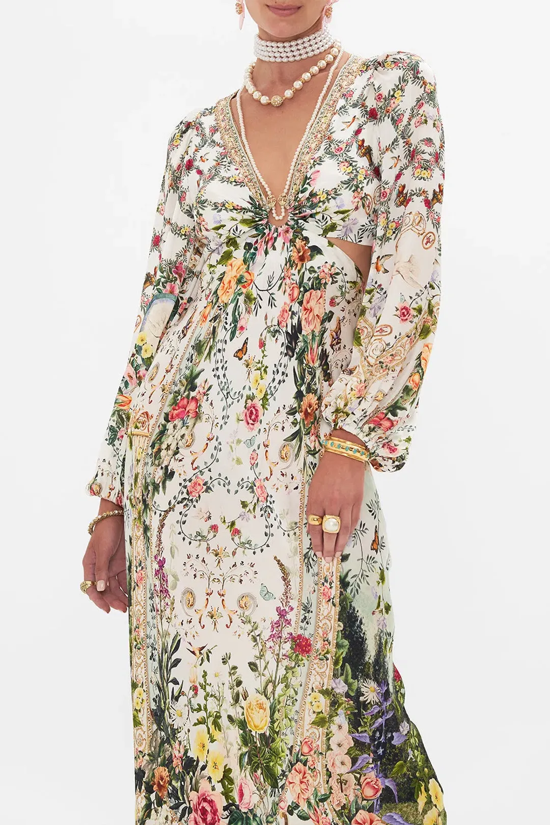 Camilla Renaissance Romance U-Ring Cut Out Dress Size 8 and Small Canvas Clutch for rent on The Volte - main image