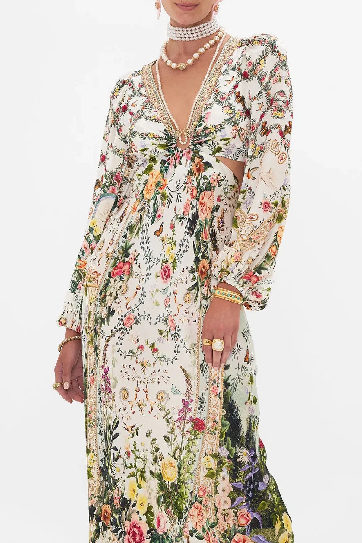 Camilla Renaissance Romance U-Ring Cut Out Dress Size 8 and Small Canvas Clutch - Image 7