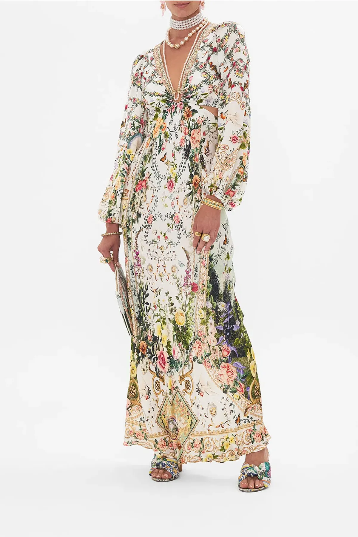 Camilla Renaissance Romance U-Ring Cut Out Dress Size 8 and Small Canvas Clutch - Image 5