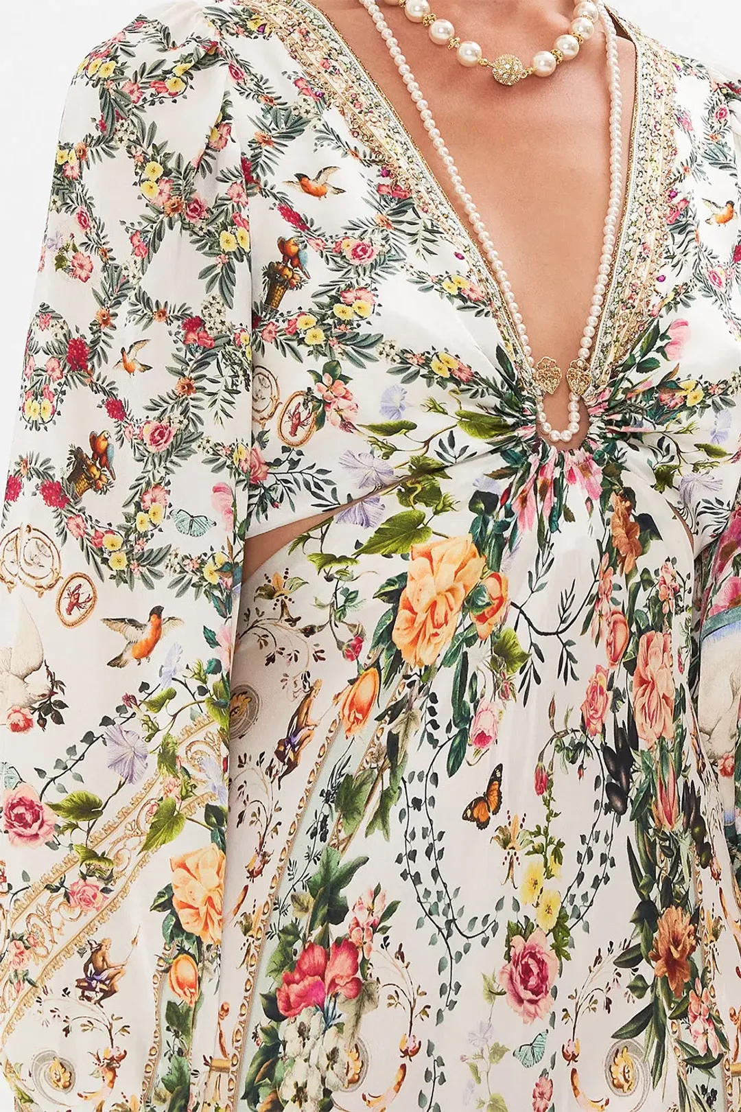 Camilla Renaissance Romance U-Ring Cut Out Dress Size 8 and Small Canvas Clutch for rent on The Volte - main image