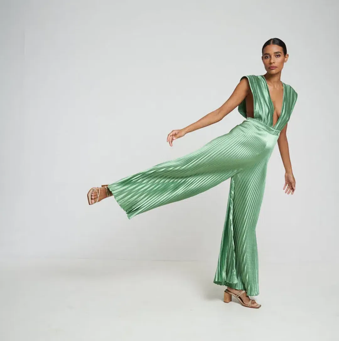 Lidee Gala Jumpsuit in Sea Foam Green Size 8 for rent on The Volte - main image