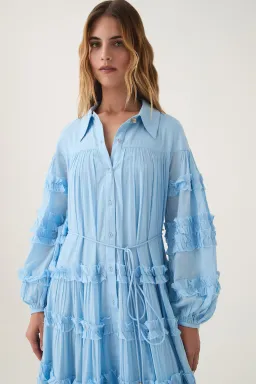 Aje Pastiche Tiered Maxi Dress Powder Blue Size 10 for rent on The Volte - image 2