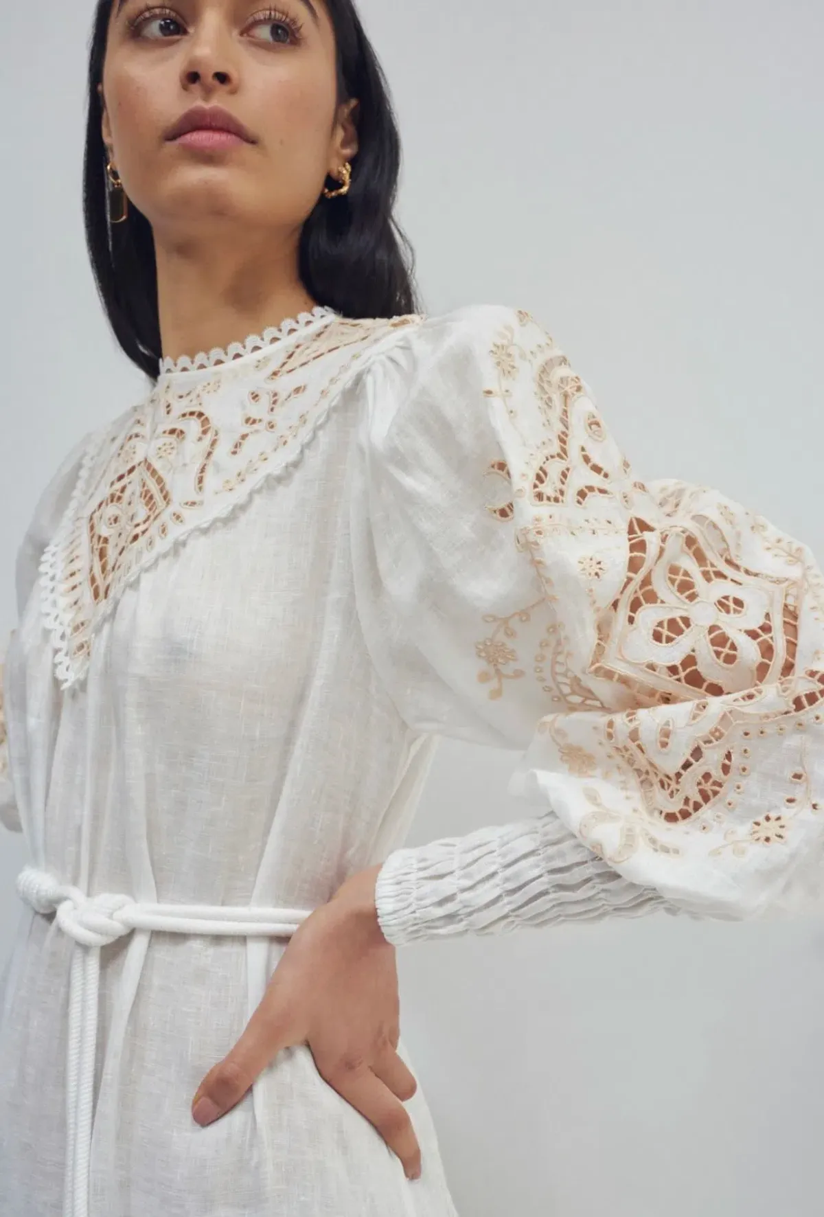 Alemais Embroidered Cecilia Midi Dress White Size AU 10 - Image 2