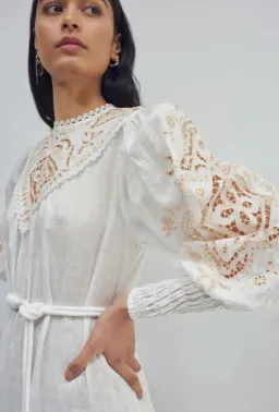 Alemais Embroidered Cecilia Midi Dress White Size AU 10 for rent on The Volte - image 2