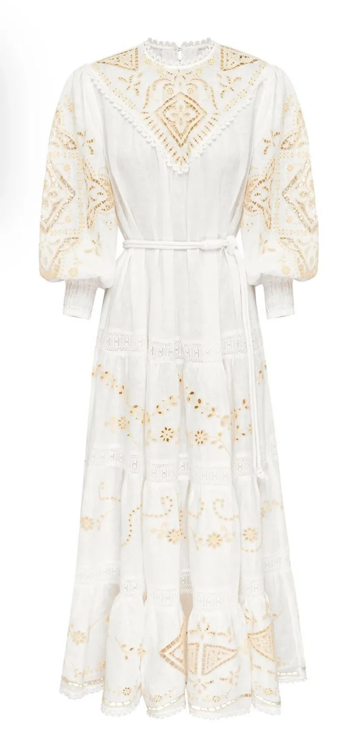 Alemais Embroidered Cecilia Midi Dress White Size AU 10 - Image 6