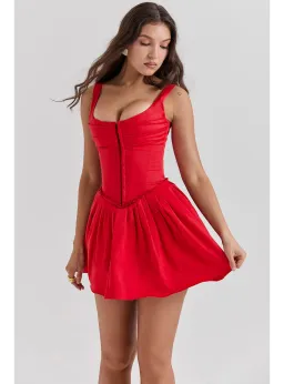 House of CB Scarlet Pleated Mini Dress Scarlet Size AU 8 for rent on The Volte - image 2