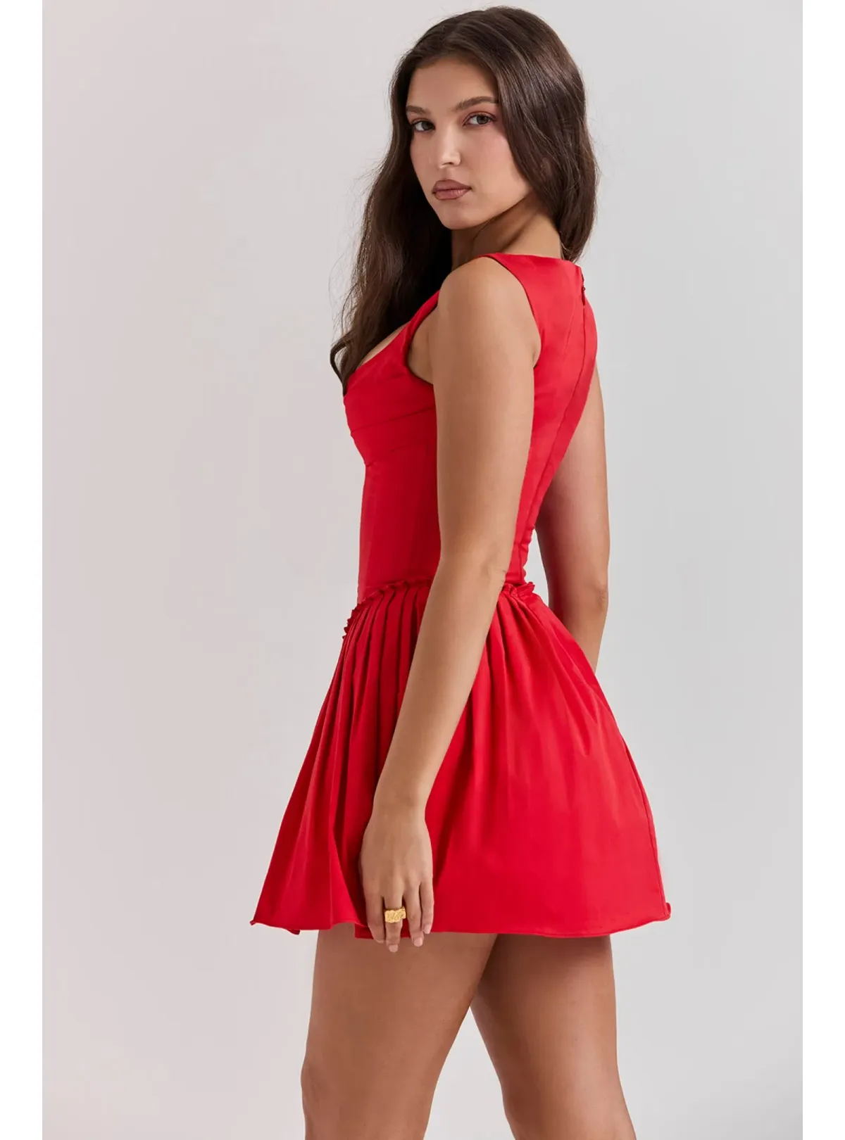 House of CB Scarlet Pleated Mini Dress Scarlet Size AU 8 - Image 3
