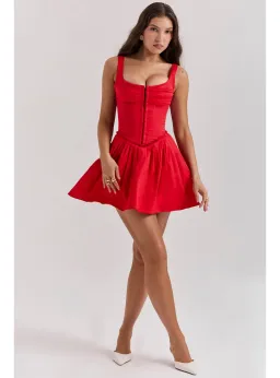 House of CB Scarlet Pleated Mini Dress Scarlet Size AU 8 for rent on The Volte - image 1