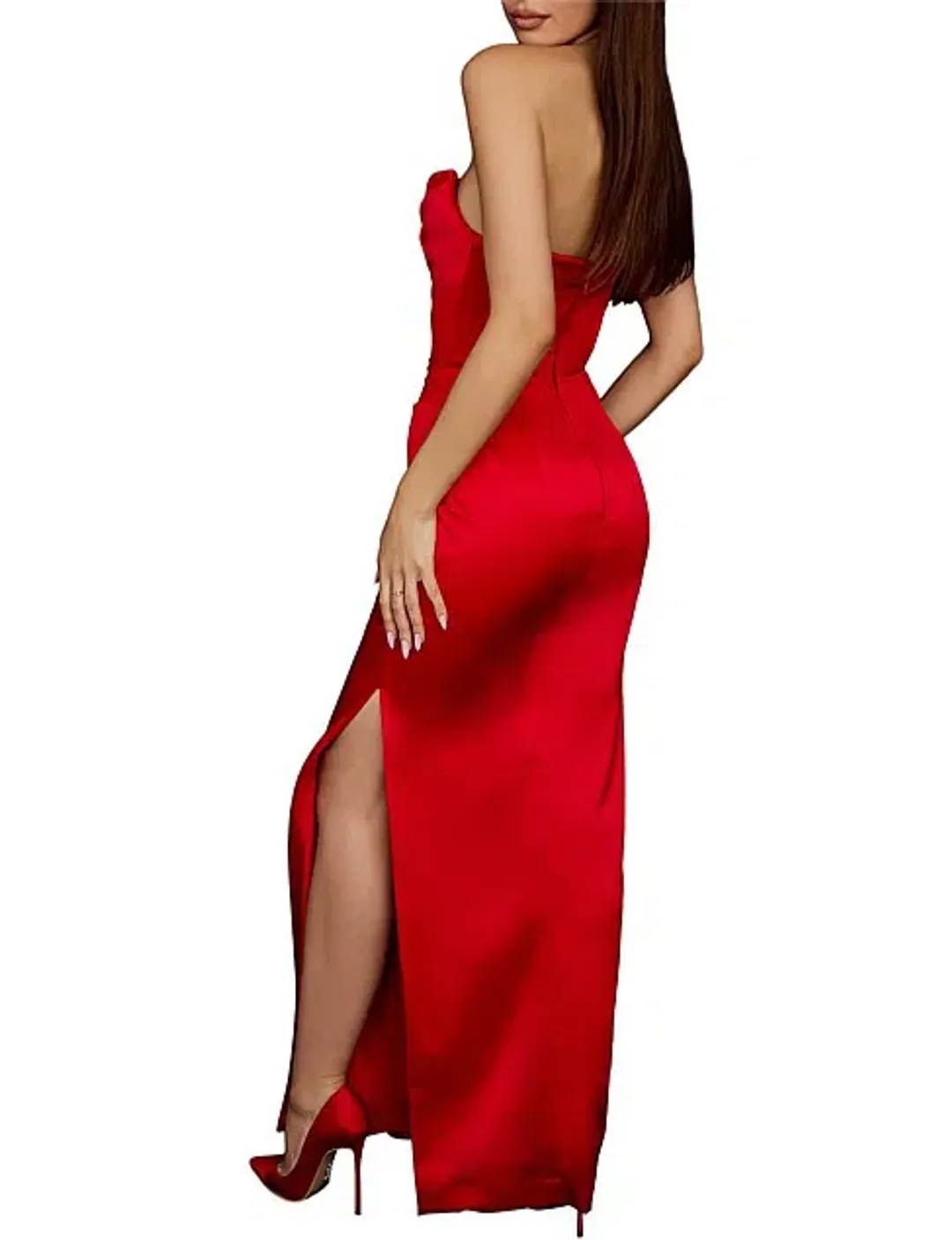 House of CB Adrienne Satin Strapless Gown Scarlet Red Size S / AU 8 for rent on The Volte - main image