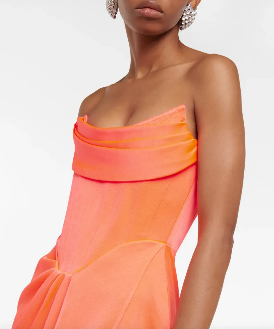 Alex Perry Harland Satin Crepe Dress Coral Size 8 for rent on The Volte - main image