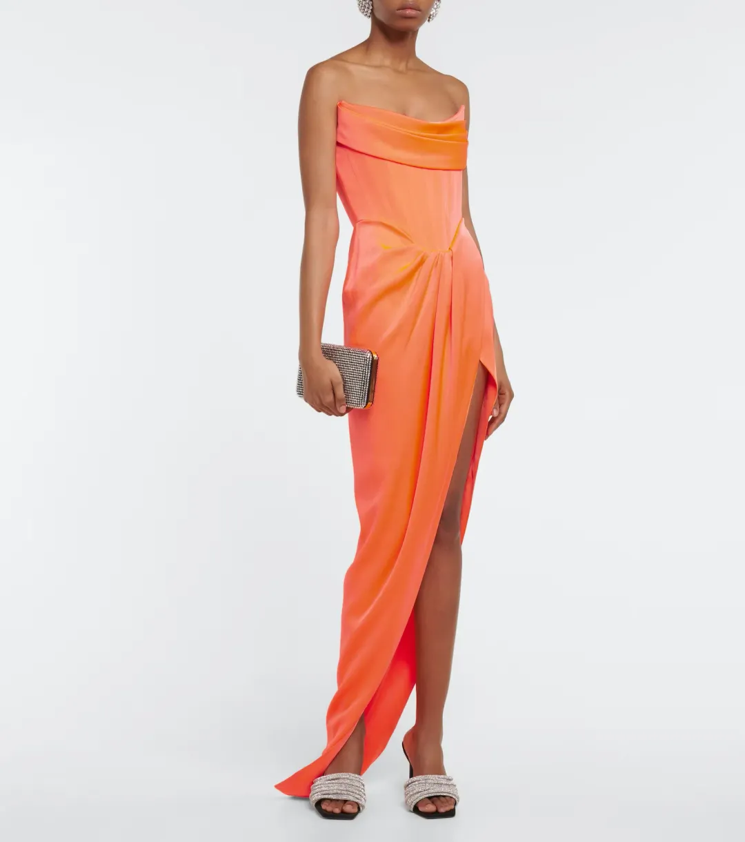 Alex Perry Harland Satin Crepe Dress Coral Size 8 for rent on The Volte - main image