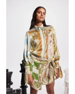 Alemais Checkmate Silk Mini Dress Multi Size AU 12 for rent on The Volte - image 2