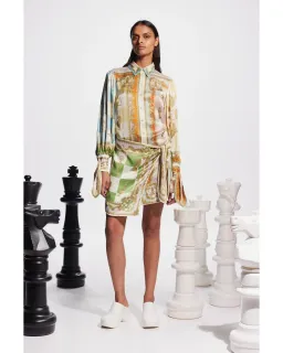 Alemais Checkmate Silk Mini Dress Multi Size AU 12 for rent on The Volte - image 1