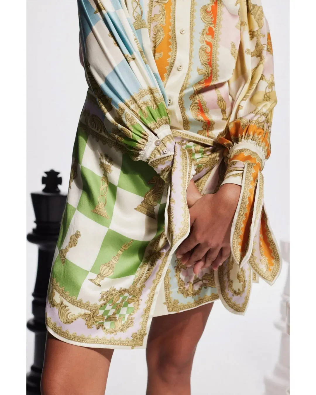 Alemais Checkmate Silk Mini Dress Multi Size AU 12 for rent on The Volte - main image