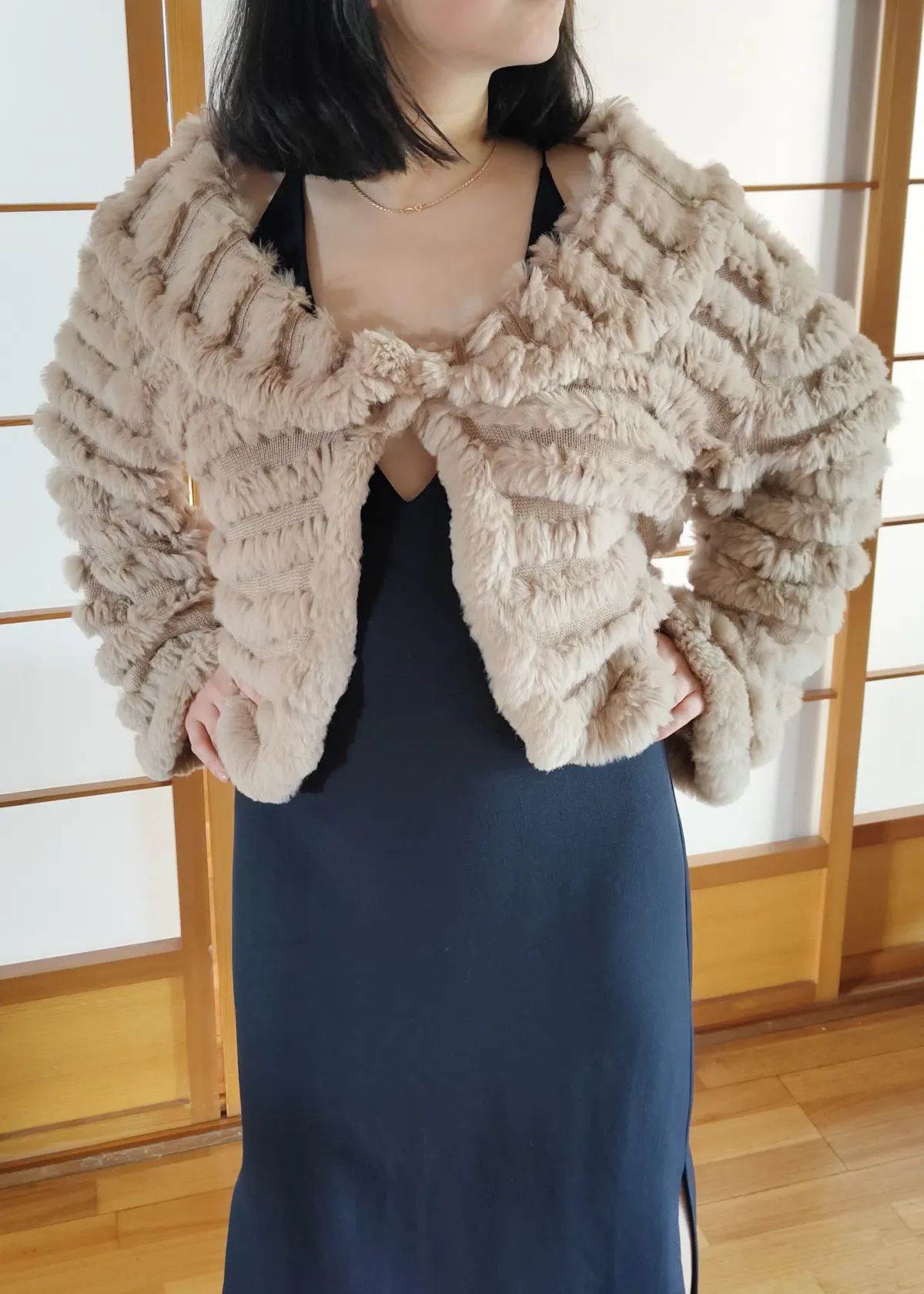 Natasha Rabbit Fur Jacket Cream Size XS / AU 8 - Image 1